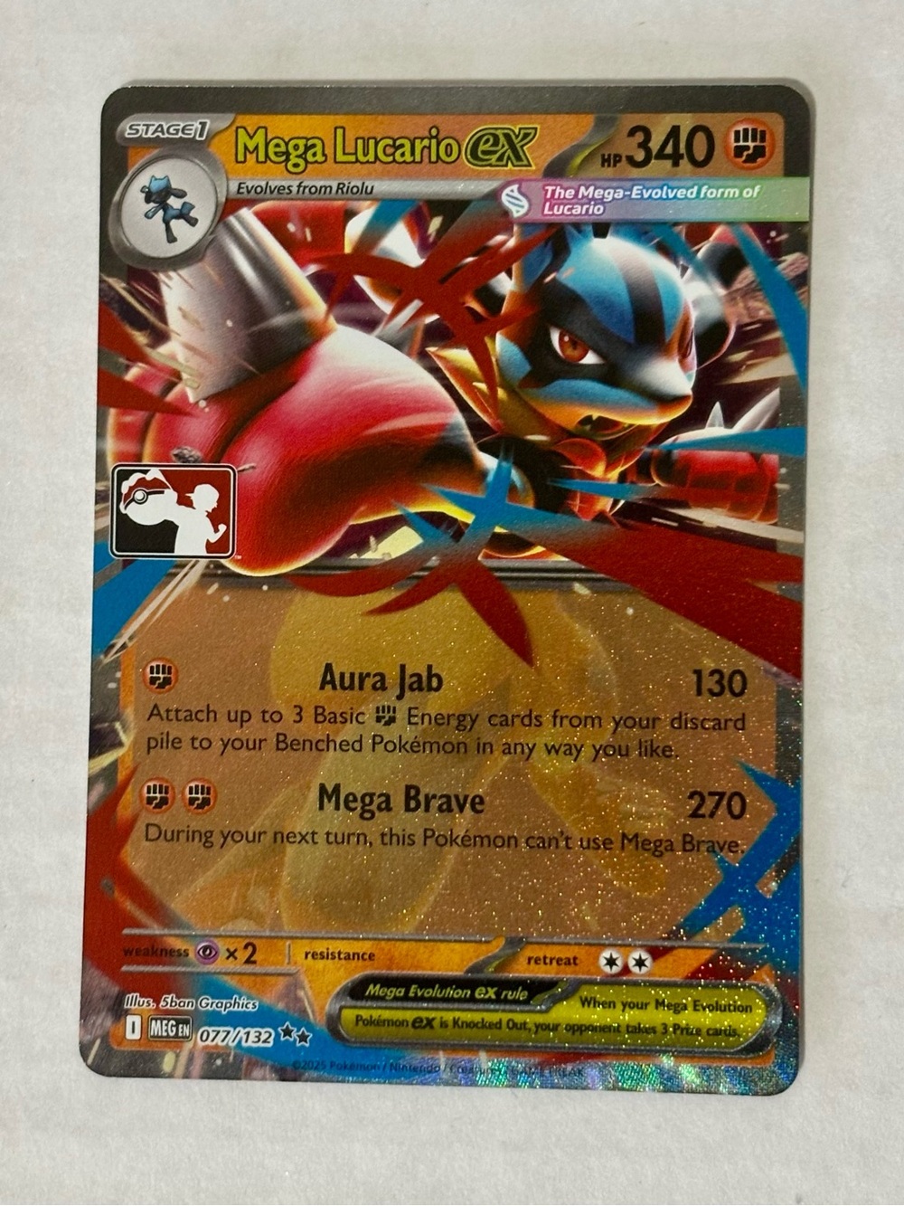 Mega Lucario EX Holo Pokémon Card - Play Stamp